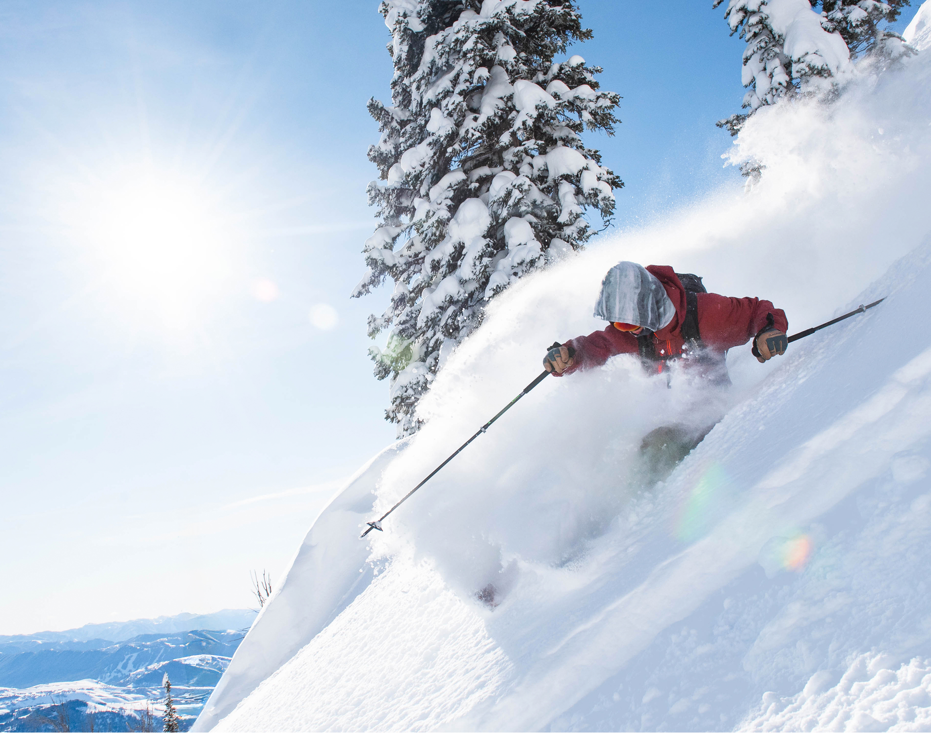 Skier in powder at Jackson Hole Mountain Resort