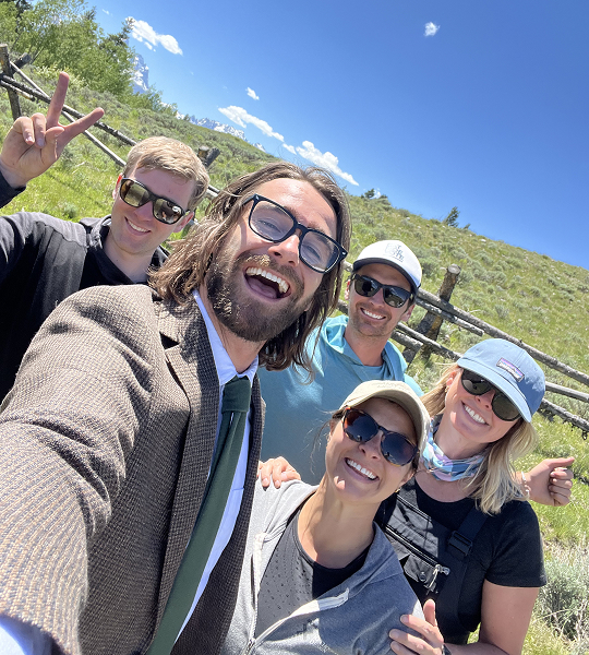 On set in Jackson Hole